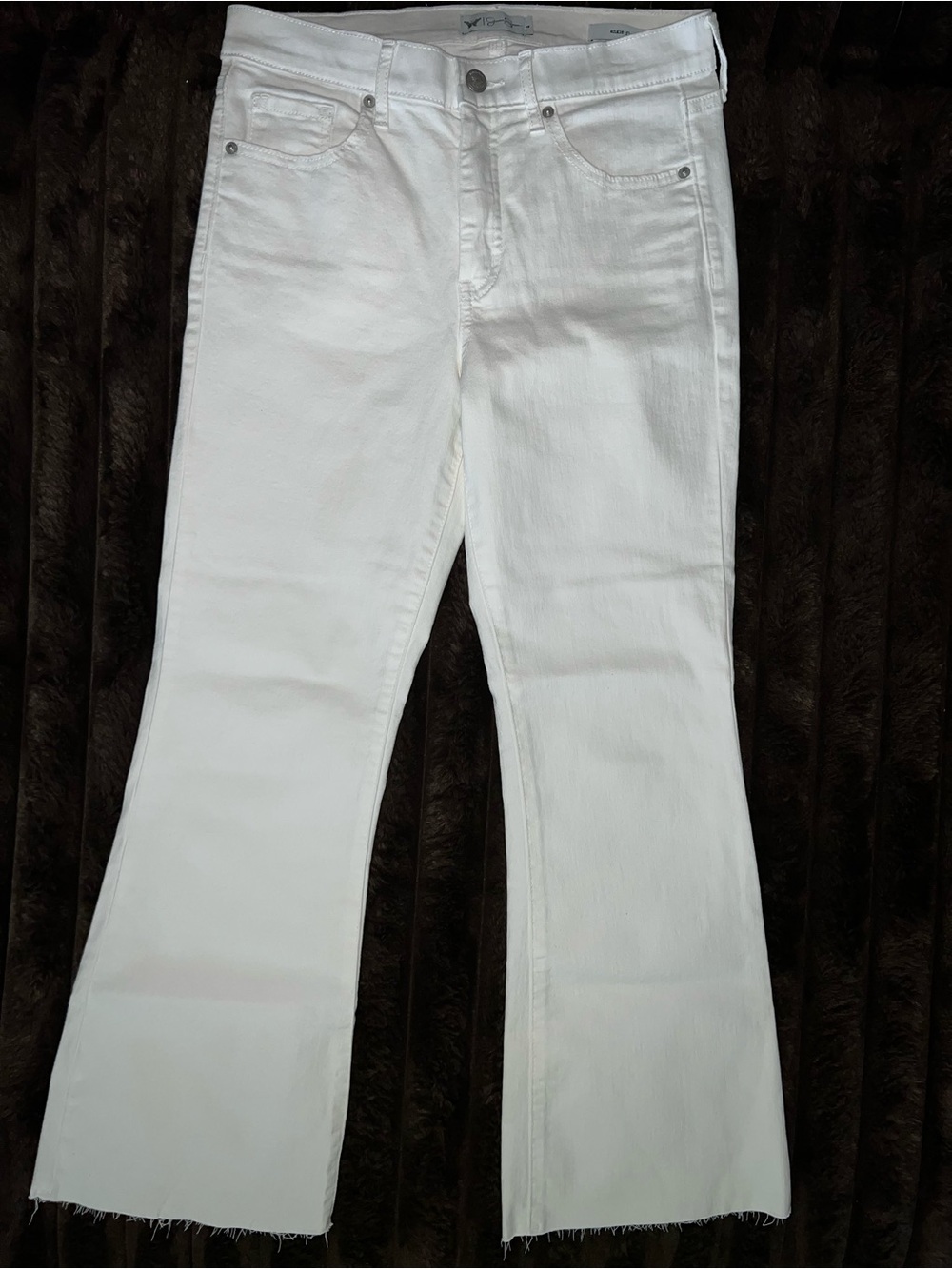 Jessica Simpson White Flare Jeans with Raw Hem